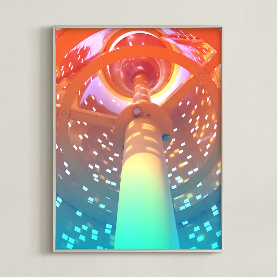"spaceship" - Art Print in Orange-blue by Igor - Framed