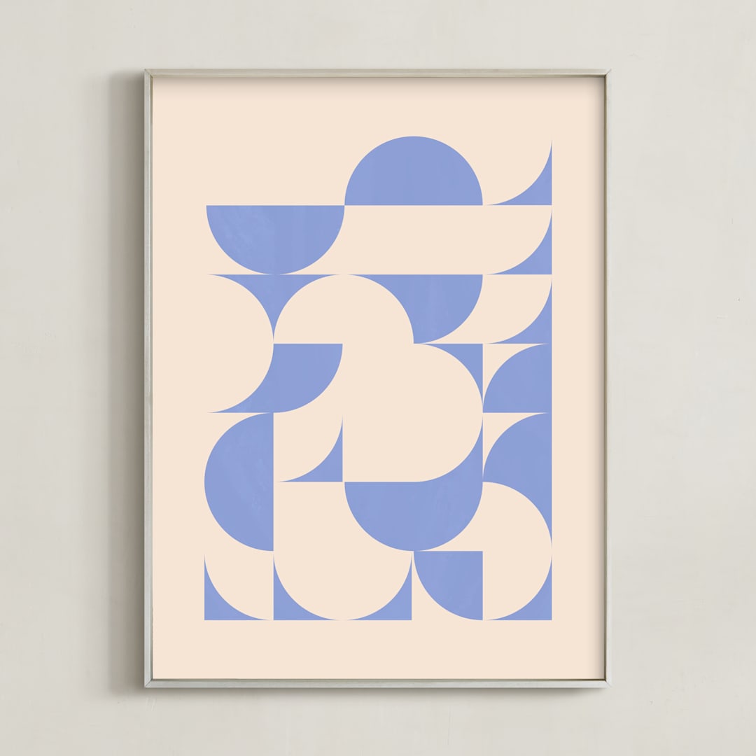 "Around Town" - Art Print in Periwinkle by Beth Vassalo - Framed