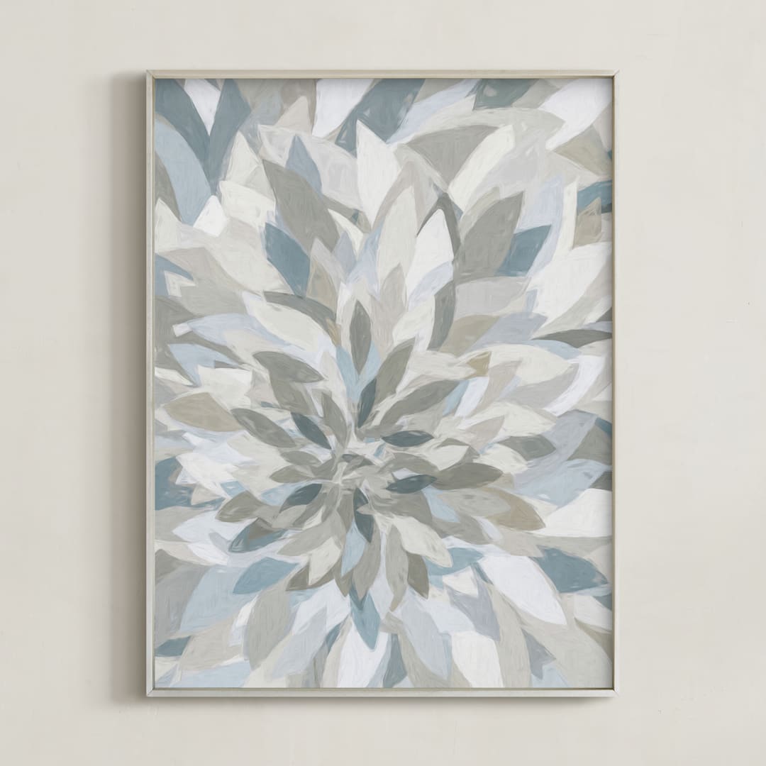 "Muted Lotus" - Art Print in Slate Blue by Corrina Reid - Framed