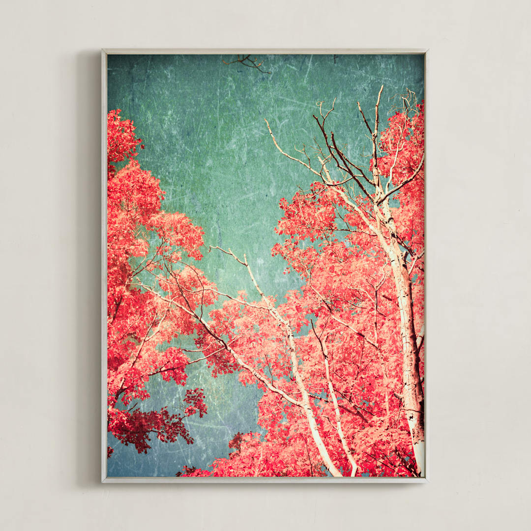 "Enchanted Woods I" - Art Print in Fall Leaves by Caroline Mint - Framed