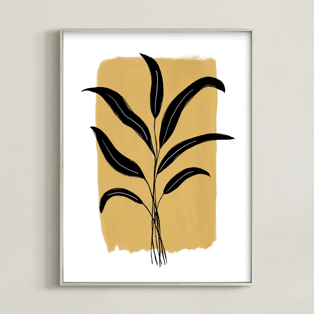 "Botanical Study" - Art Print in Mustard by Johanna Phillips Huuva - Framed