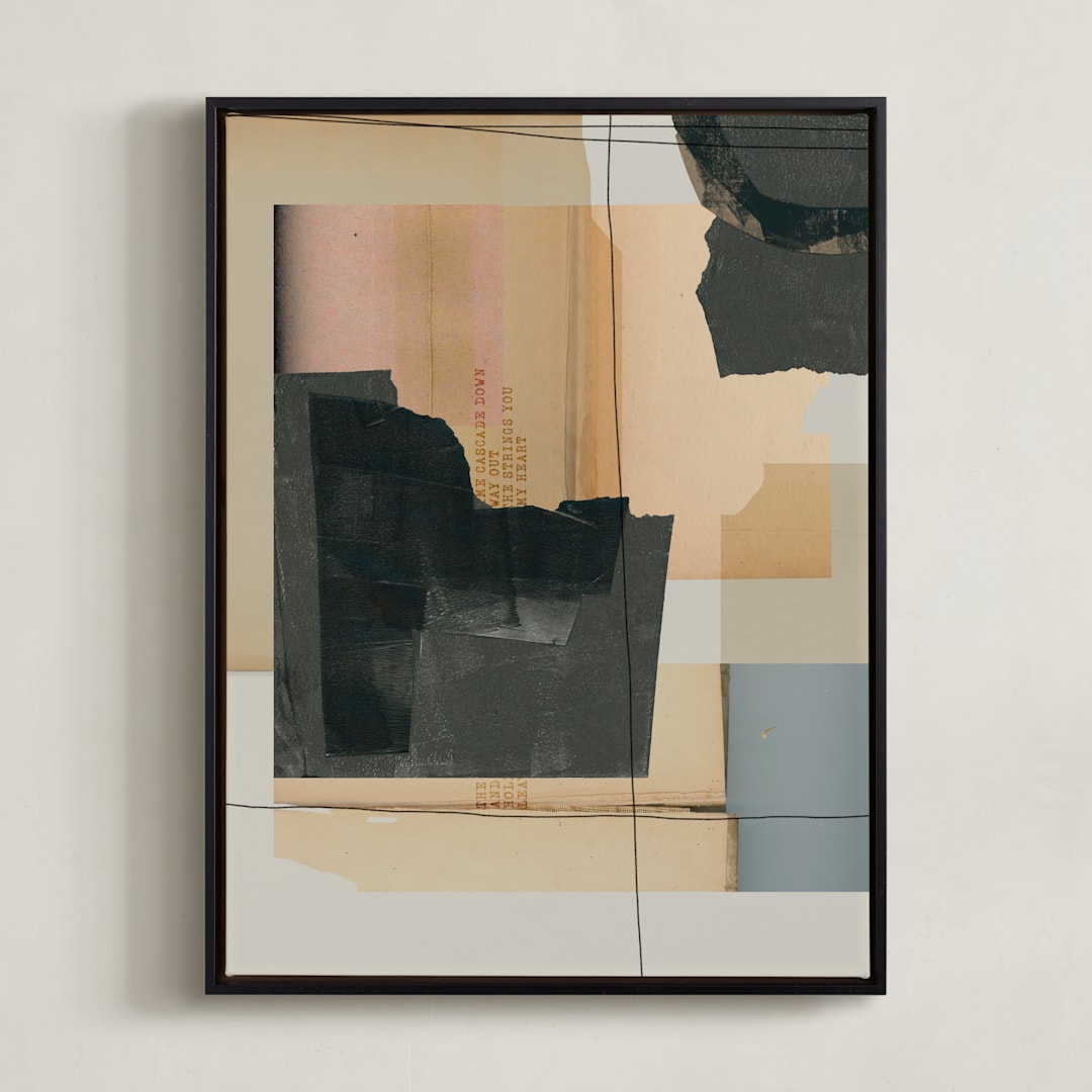 "Crossings 1" - Art Print in Peachy by Maja Cunningham - Framed Canvas