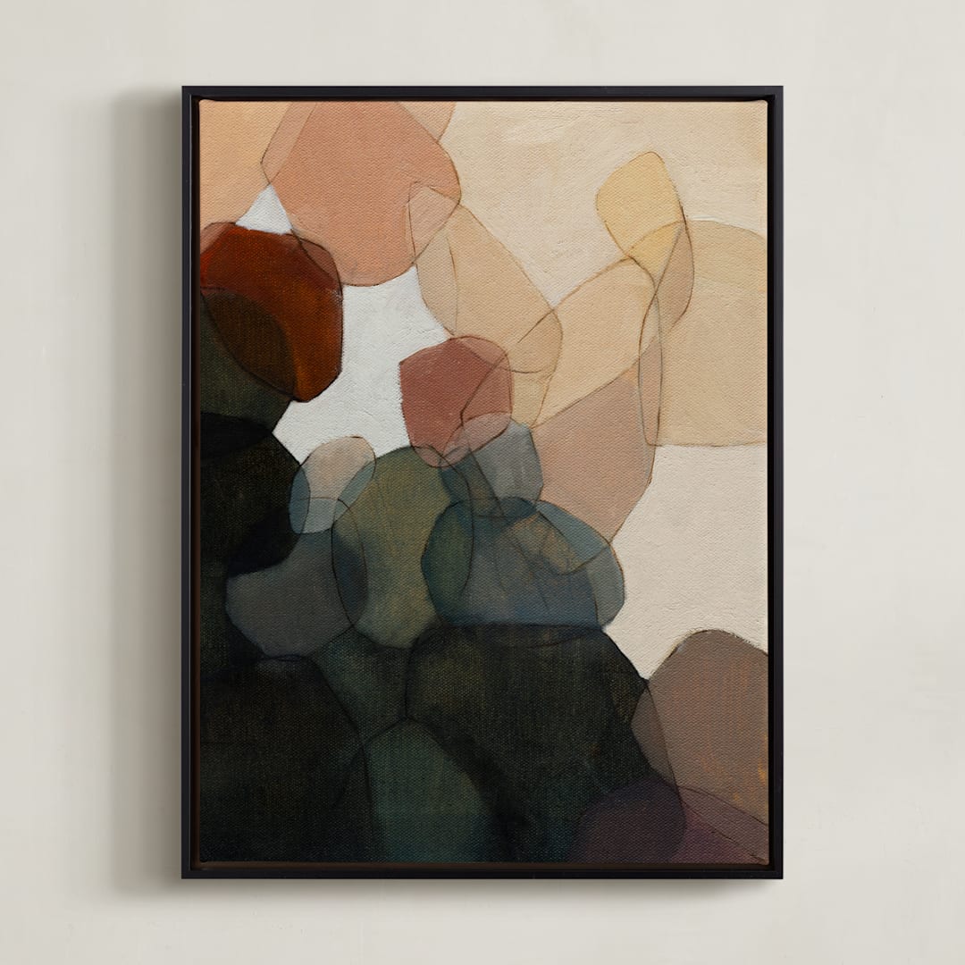 "Venn Triptych 1" - Art Print in Slate by Wendy Keller - Framed Canvas