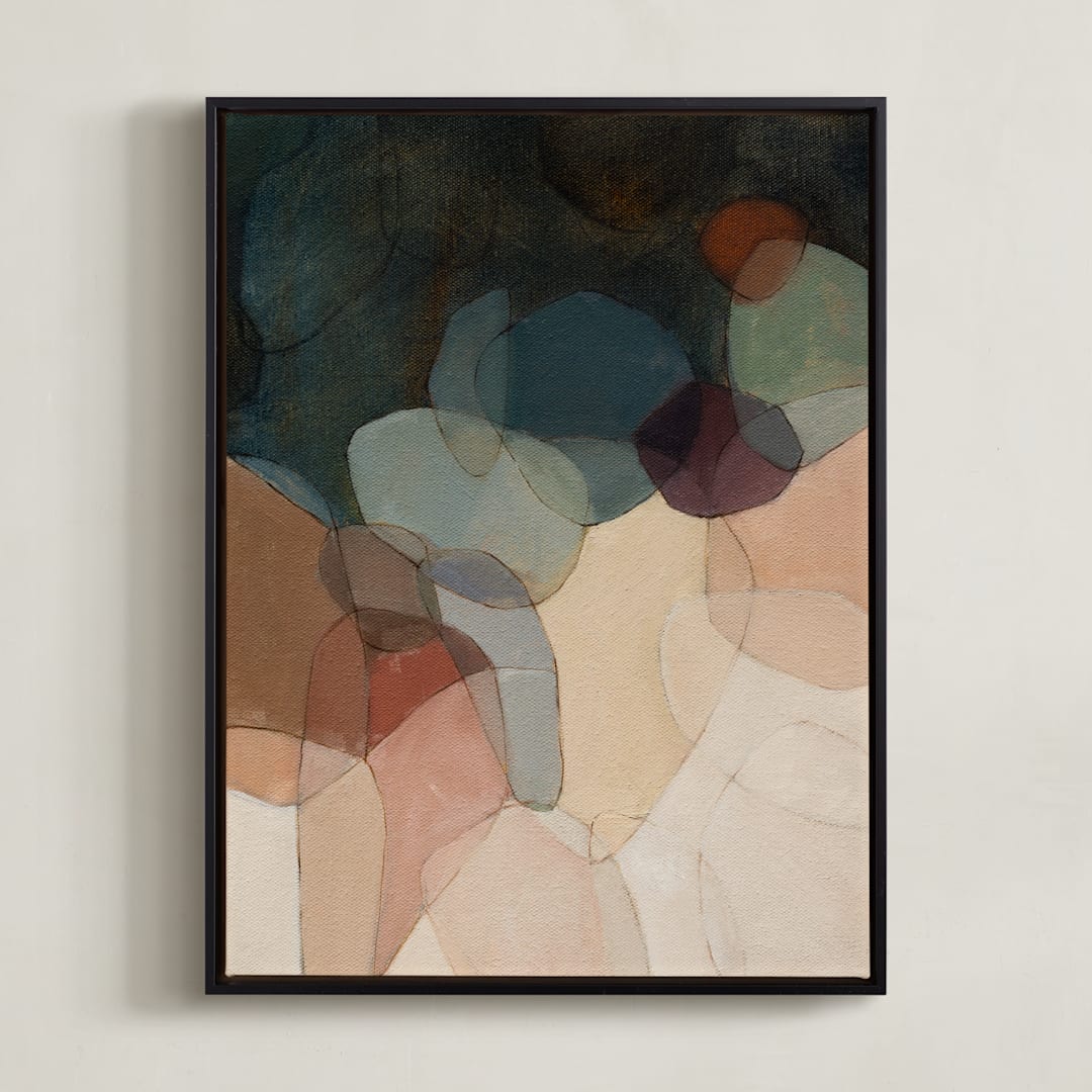"Venn Triptych 3" - Art Print in Plum by Wendy Keller - Framed Canvas