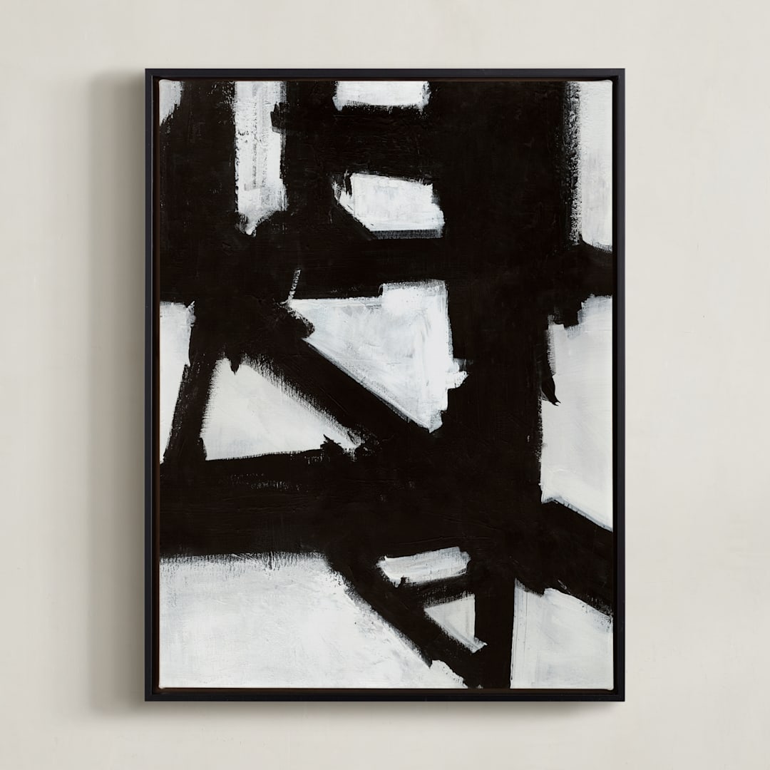 "Boxes in Boxes 2" - Art Print in Black and White by Ilana Greenberg - Framed Canvas