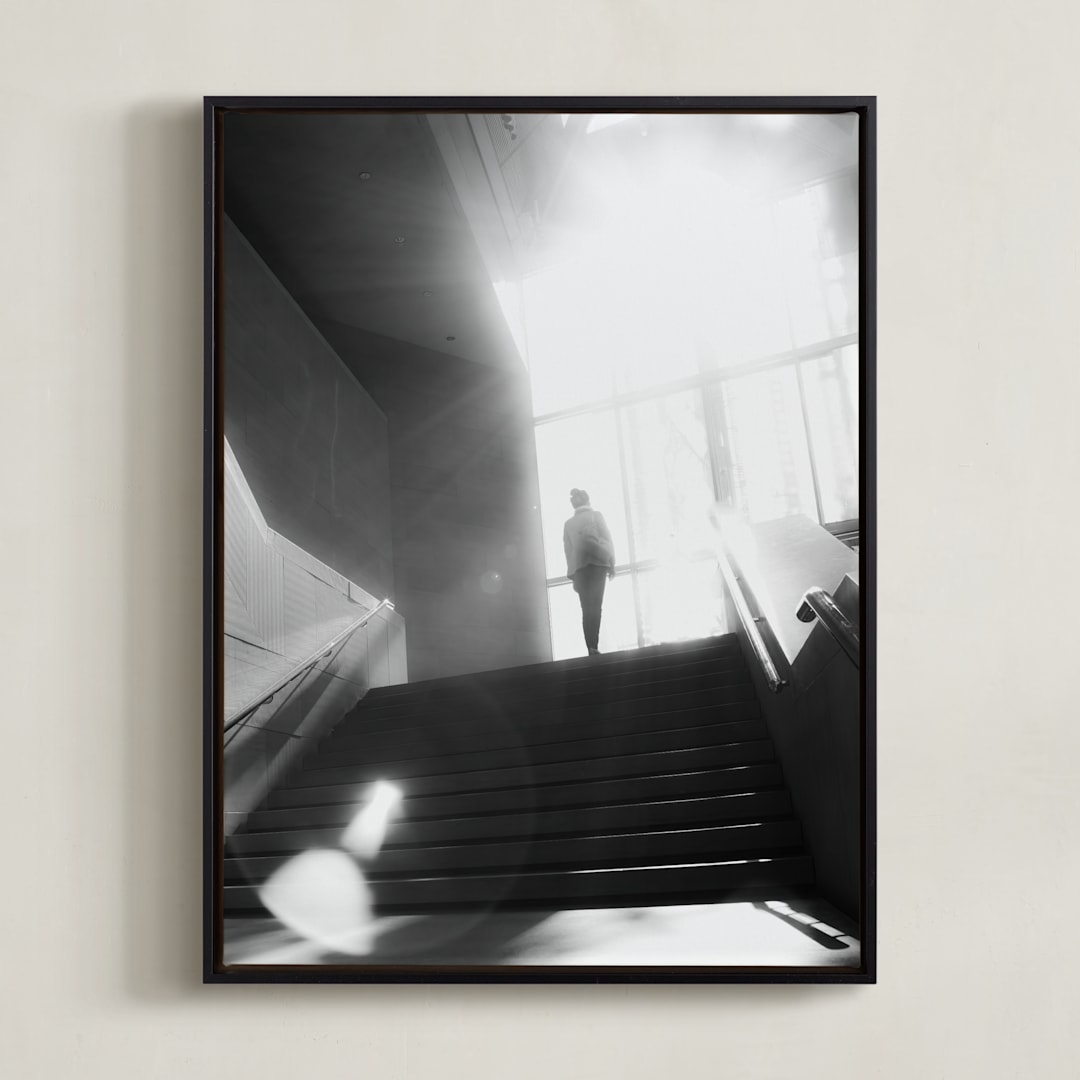 "Bath in light" - Art Print in Shadow by Van Tsao - Framed Canvas