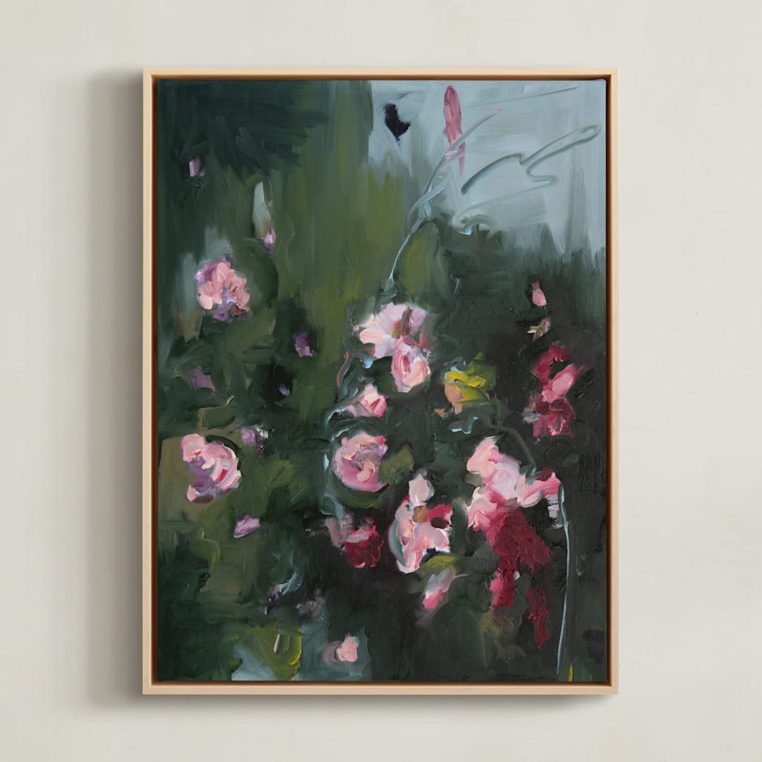 "Dancing in the Green" - Art Print in Green by Mary Ketch - Framed Canvas