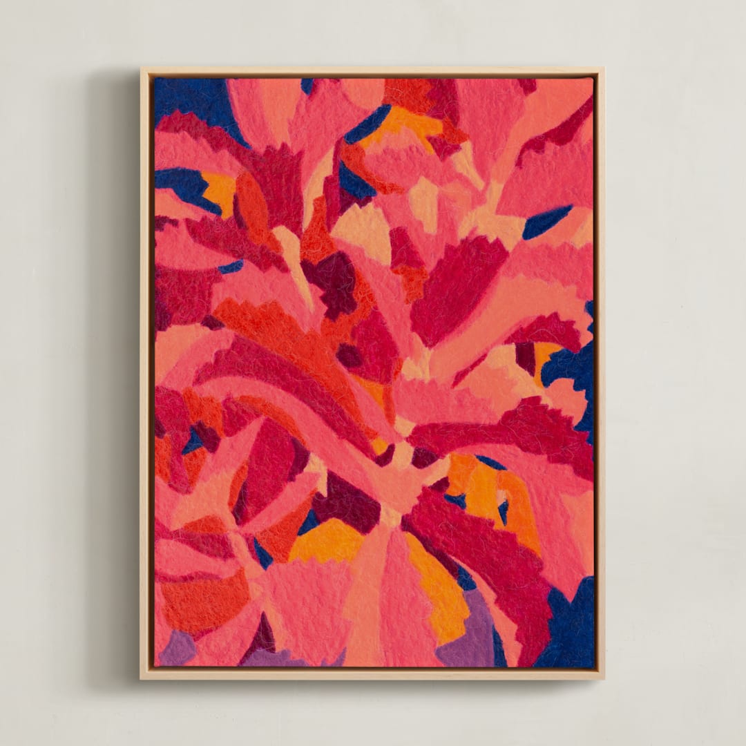 "Kalanchoe" - Art Print in Begonia Pink by Juls Treviño - Framed Canvas