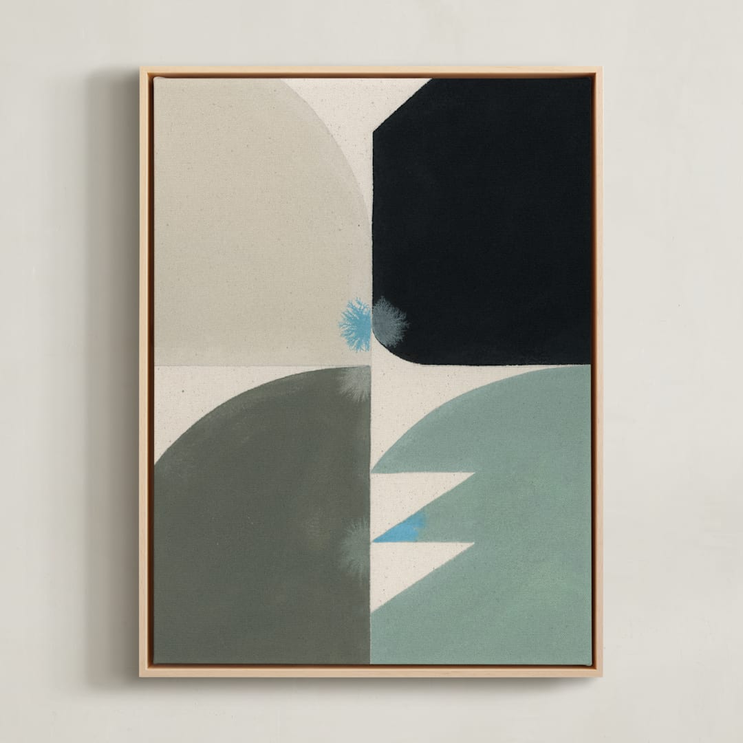 "KissKiss" - Art Print in Seafoam Blue by Christina Flowers - Framed Canvas
