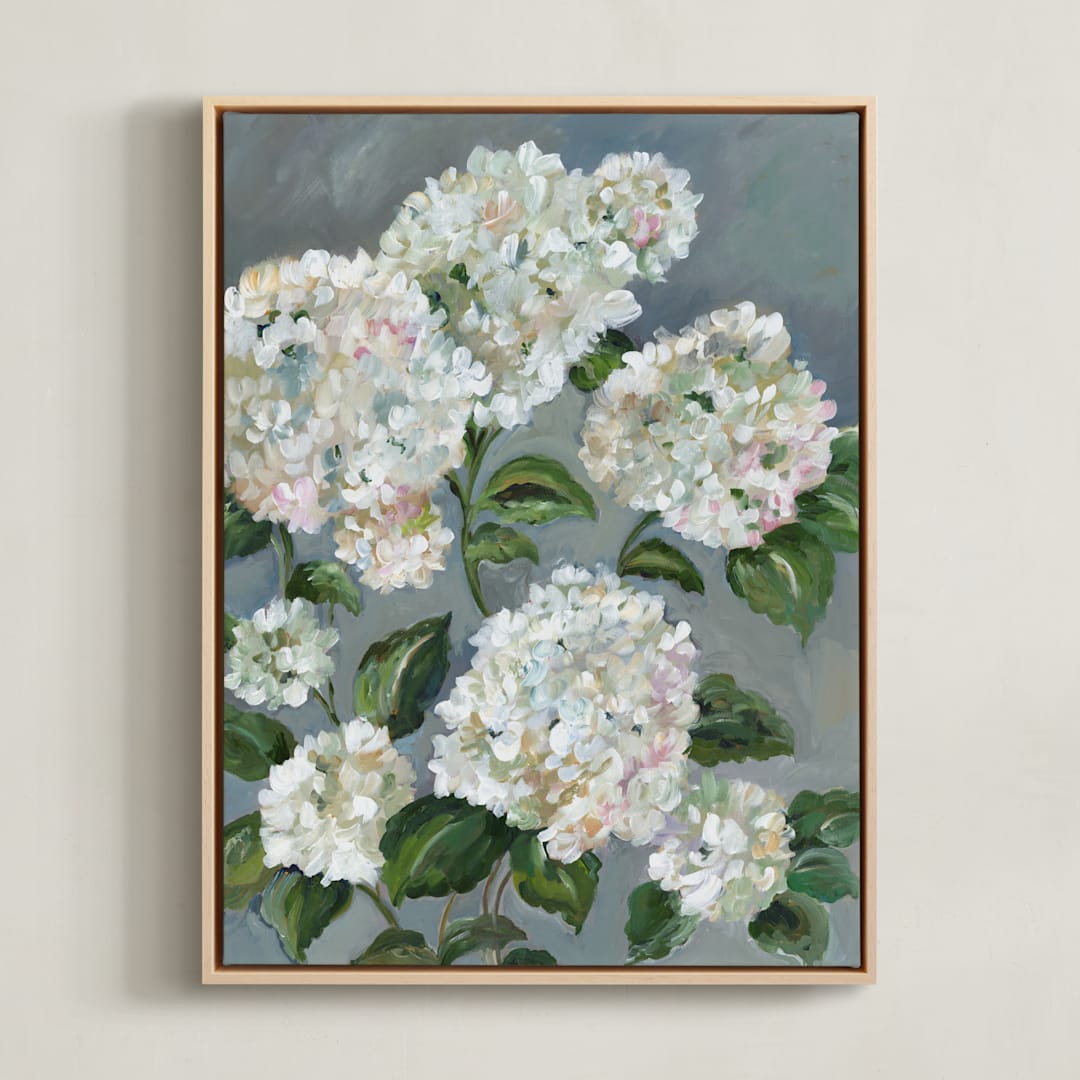 "Full Bloom" - Art Print in Neutral by Sarah Hall - Framed Canvas