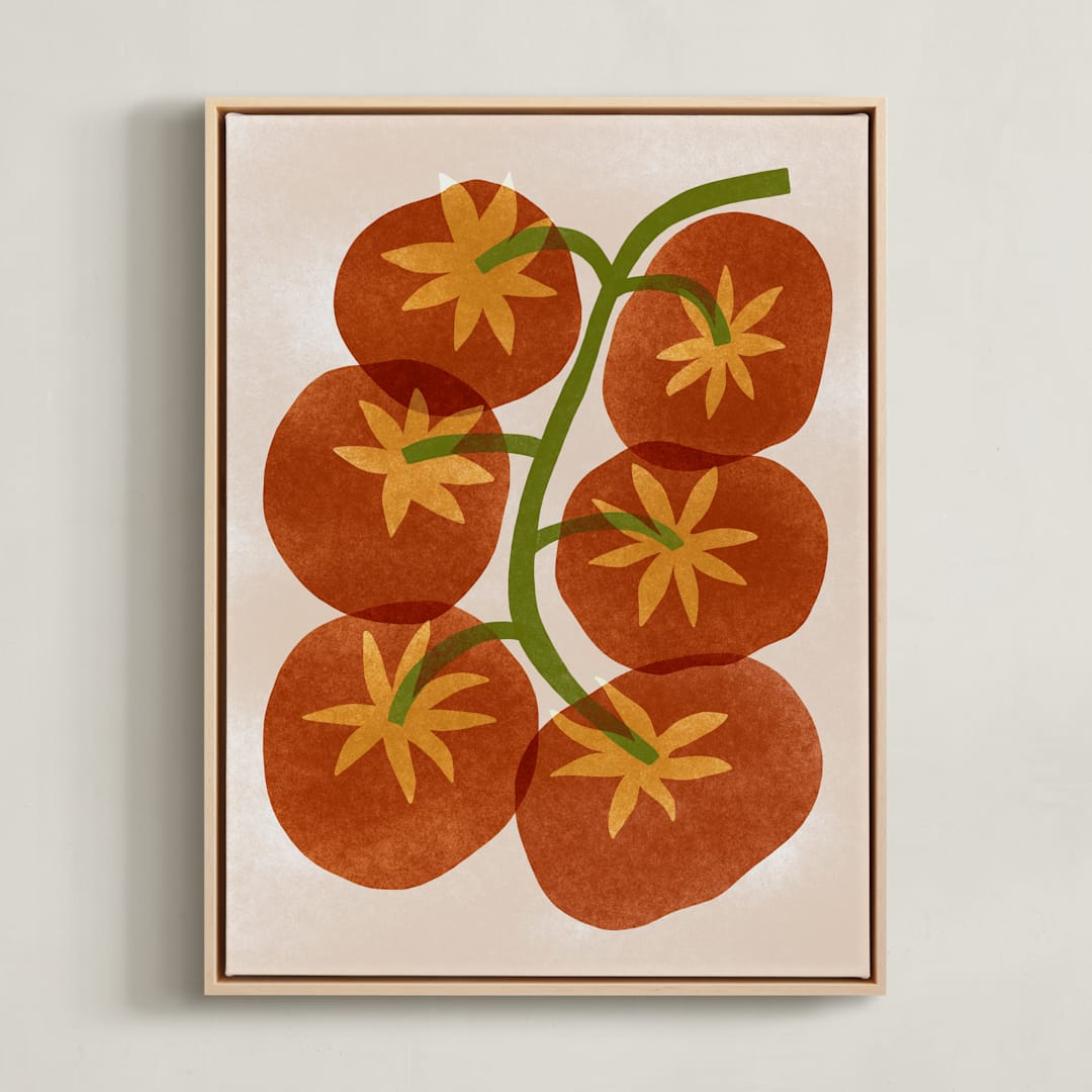 "Tilly's Tomatoes" - Art Print in Tomato Red by Sierra Lee - Framed Canvas