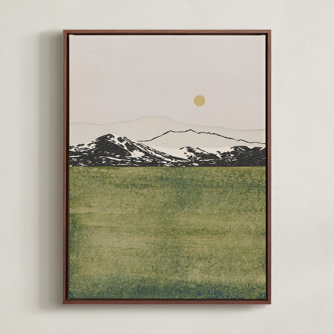 "Quiet Horizon" - Art Print in Golden Sage by Alisa Galitsyna - Framed Canvas
