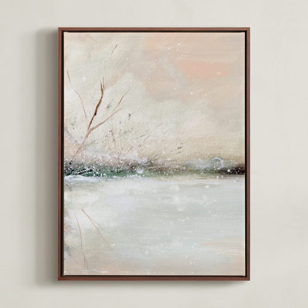 "Winter Walk 1" - Art Print in Peach by Lindsay Megahed - Framed Canvas