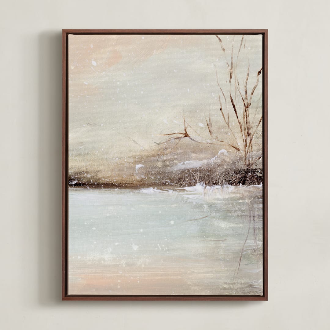 "Winter Walk 2" - Art Print in Peach by Lindsay Megahed - Framed Canvas