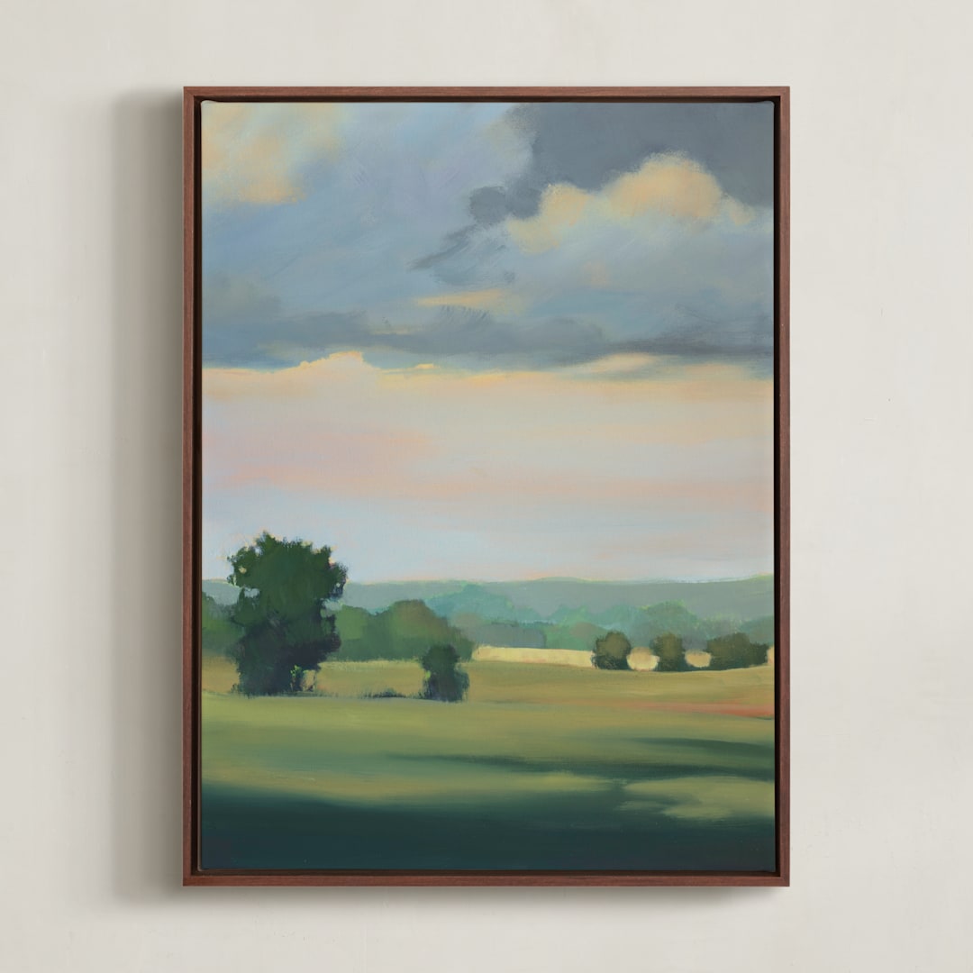 "Bright and Early 2" - Art Print in Field by Stephanie Goos Johnson - Framed Canvas