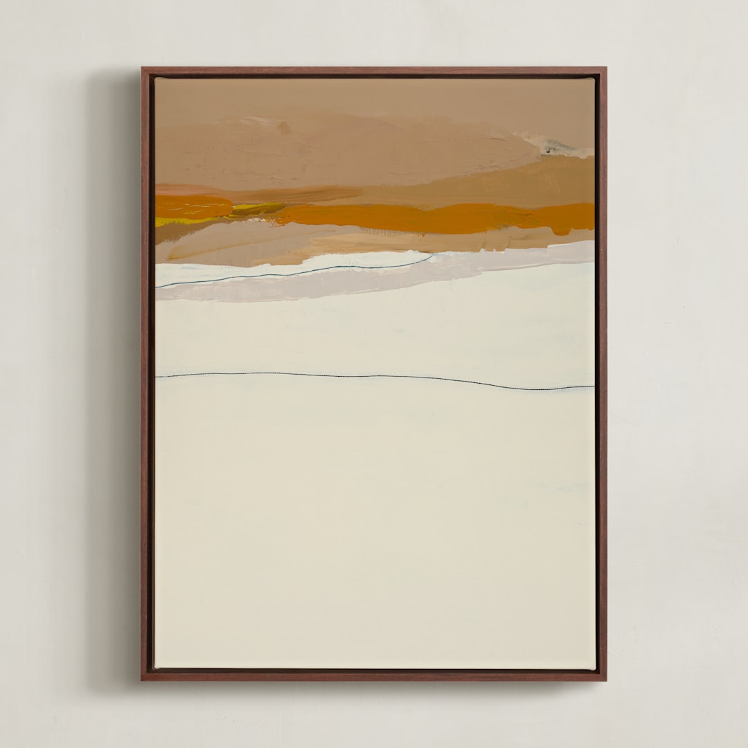 "August Haze 2" - Art Print in Mustard Yellow by Caryn Owen - Framed Canvas