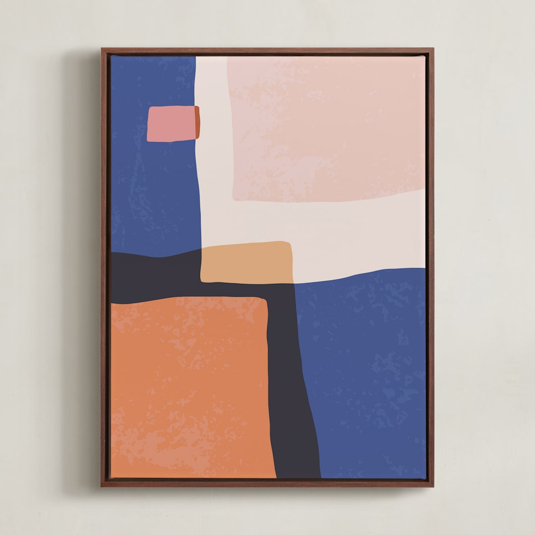 "Provence Abstract No. 2" - Art Print in ultra marine by Pippa Shaw - Framed Canvas