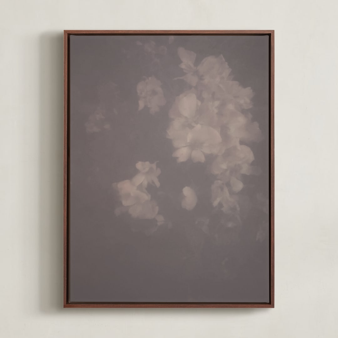 "Hazed Florals 1" - Art Print in Dusty Burgundy by Baumbirdy - Framed Canvas