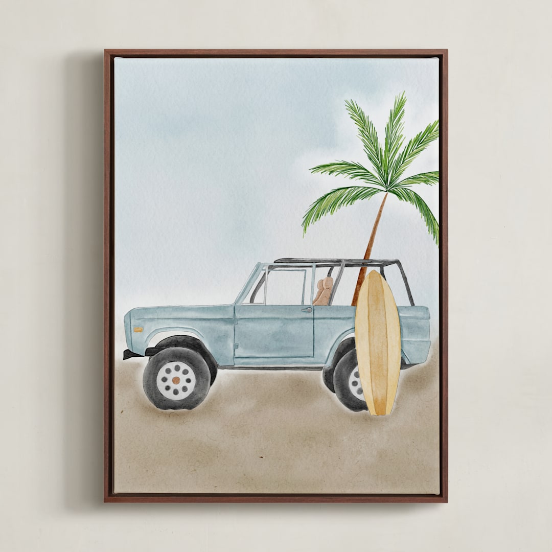 "Beach Cruiser" - Art Print in Seaside by Vilija - Framed Canvas