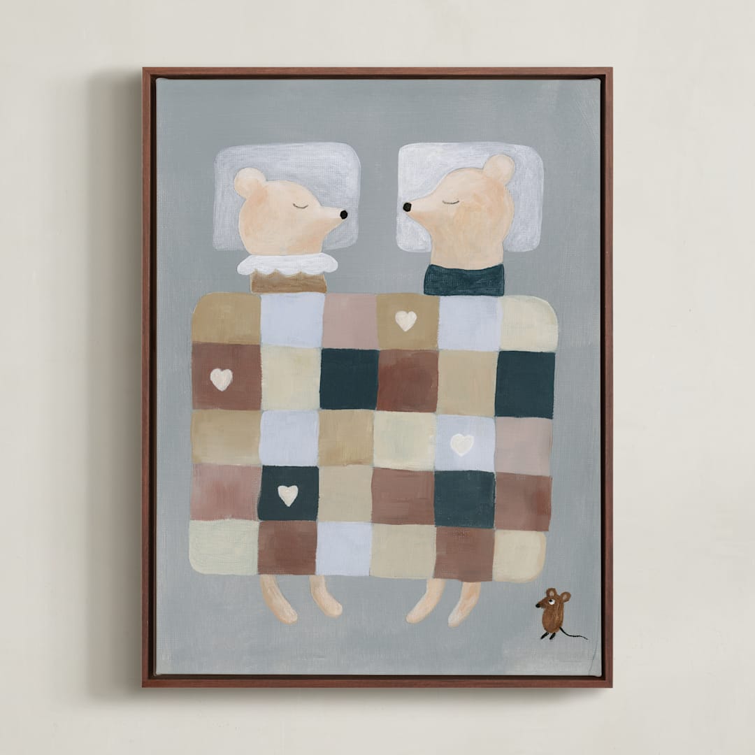 "Not a Creature Was Stirring" - Art Print in Winter Grey by Maja Cunningham - Framed Canvas