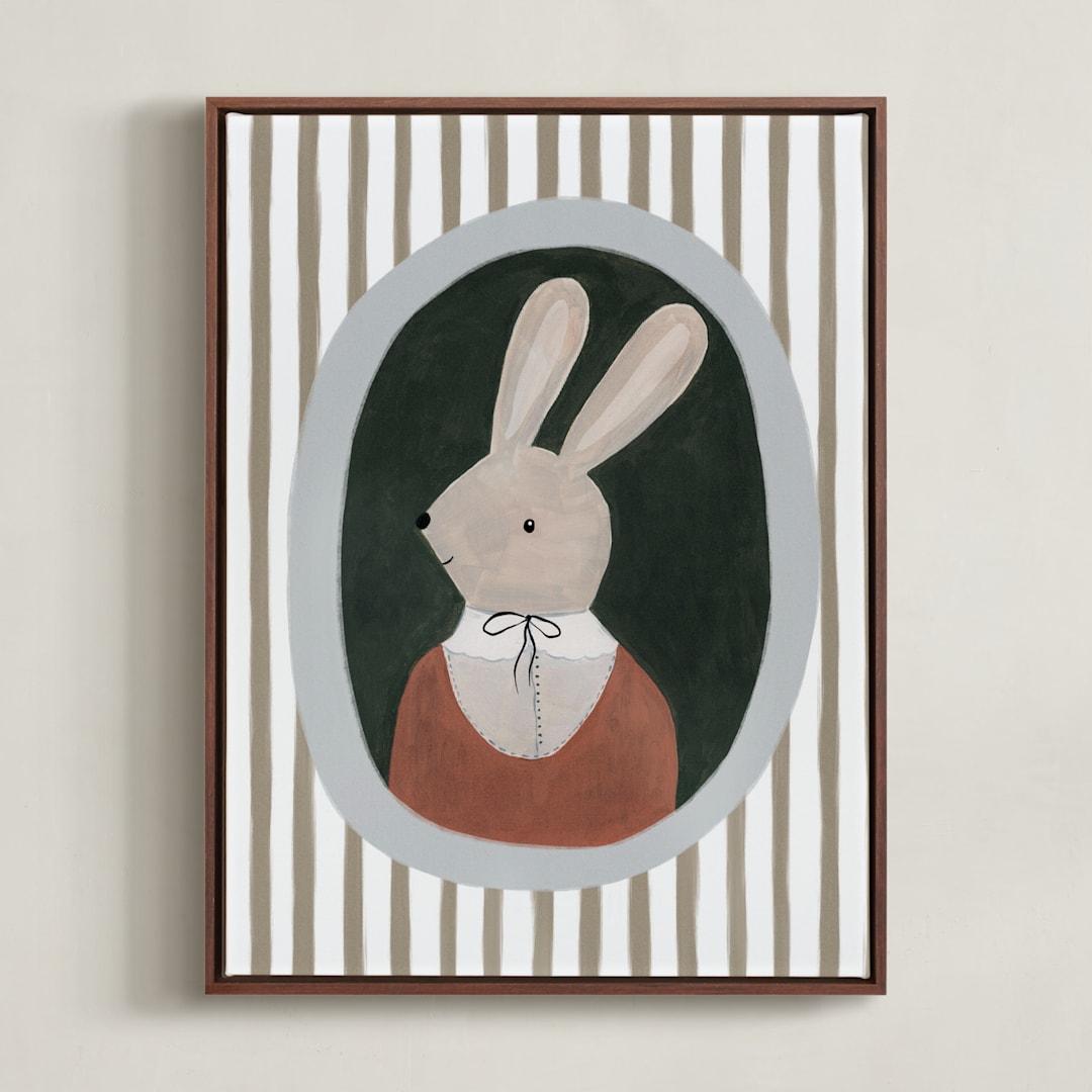 "Sir Rabbit" - Art Print in Tree by Maja Cunningham - Framed Canvas
