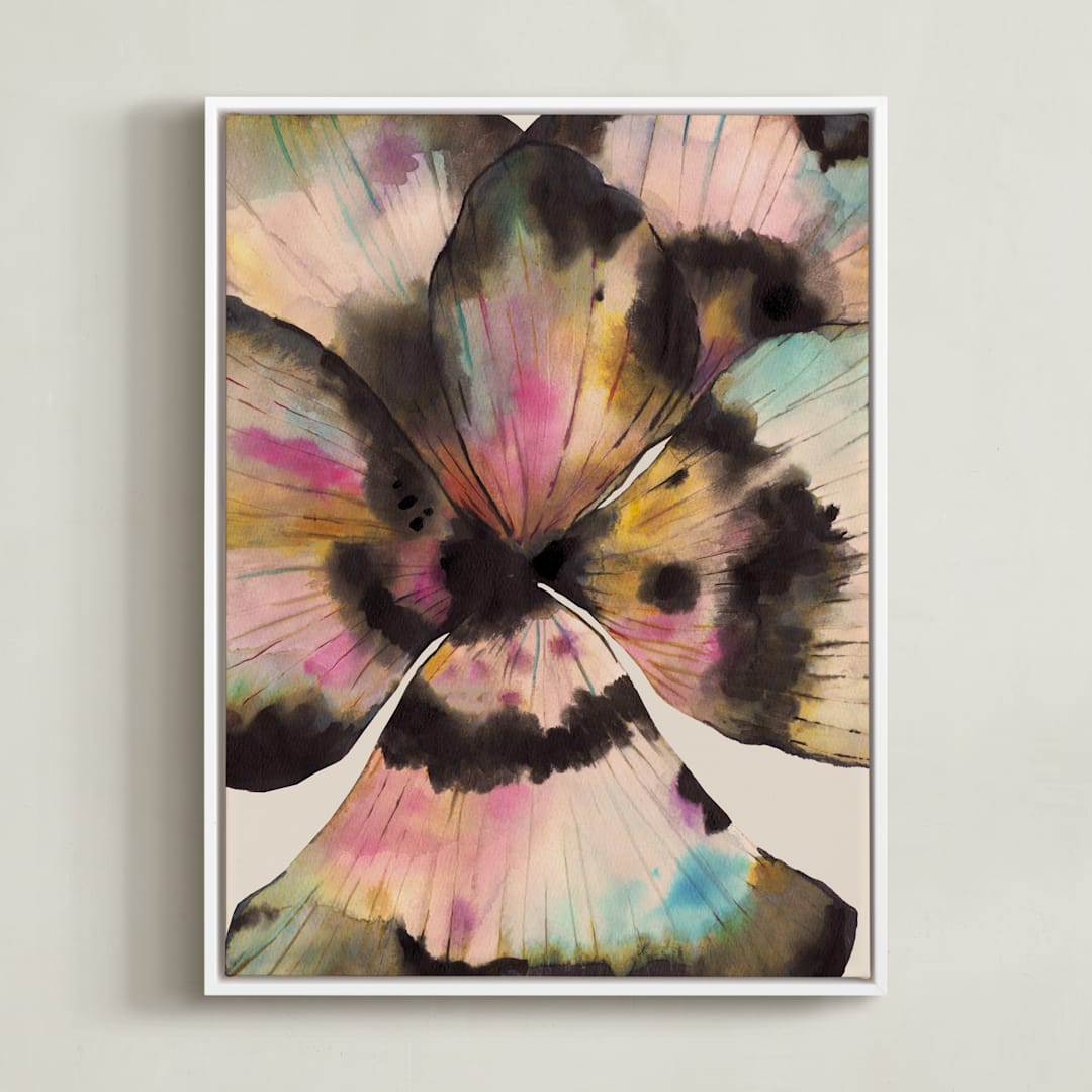 "Bloom in Ink" - Art Print in Carnation by Tae Lee - Framed Canvas