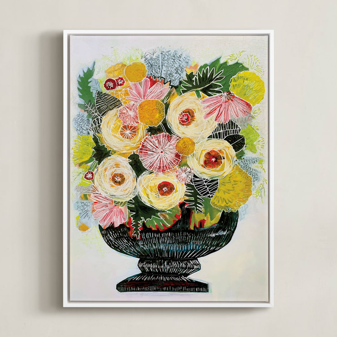 "The Royal Bouquet" - Art Print in Jewel Tones by Sarah Fitzgerald - Framed Canvas