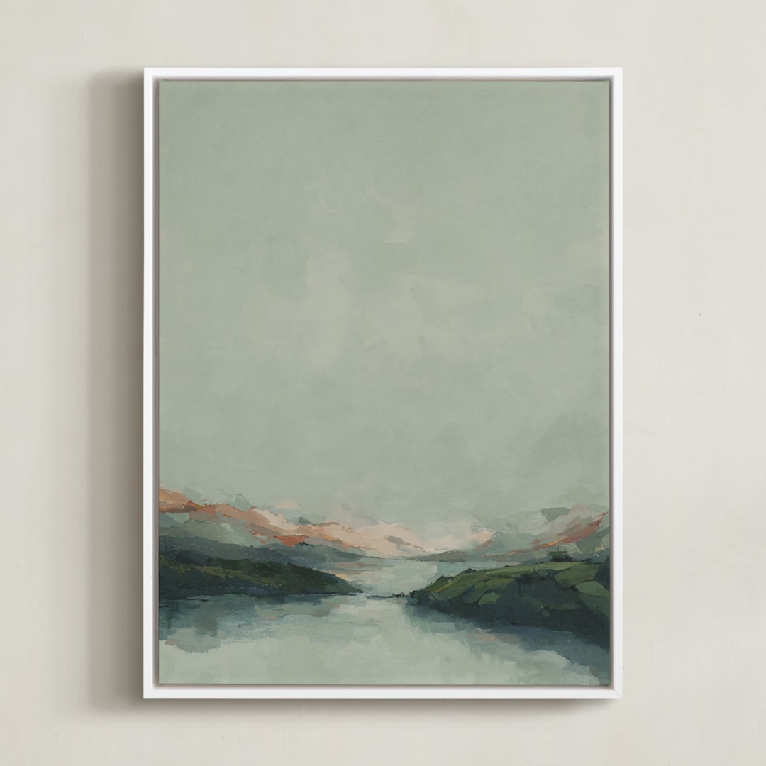"Waterton Glacier" - Art Print in Mint by Wendy Keller - Framed Canvas