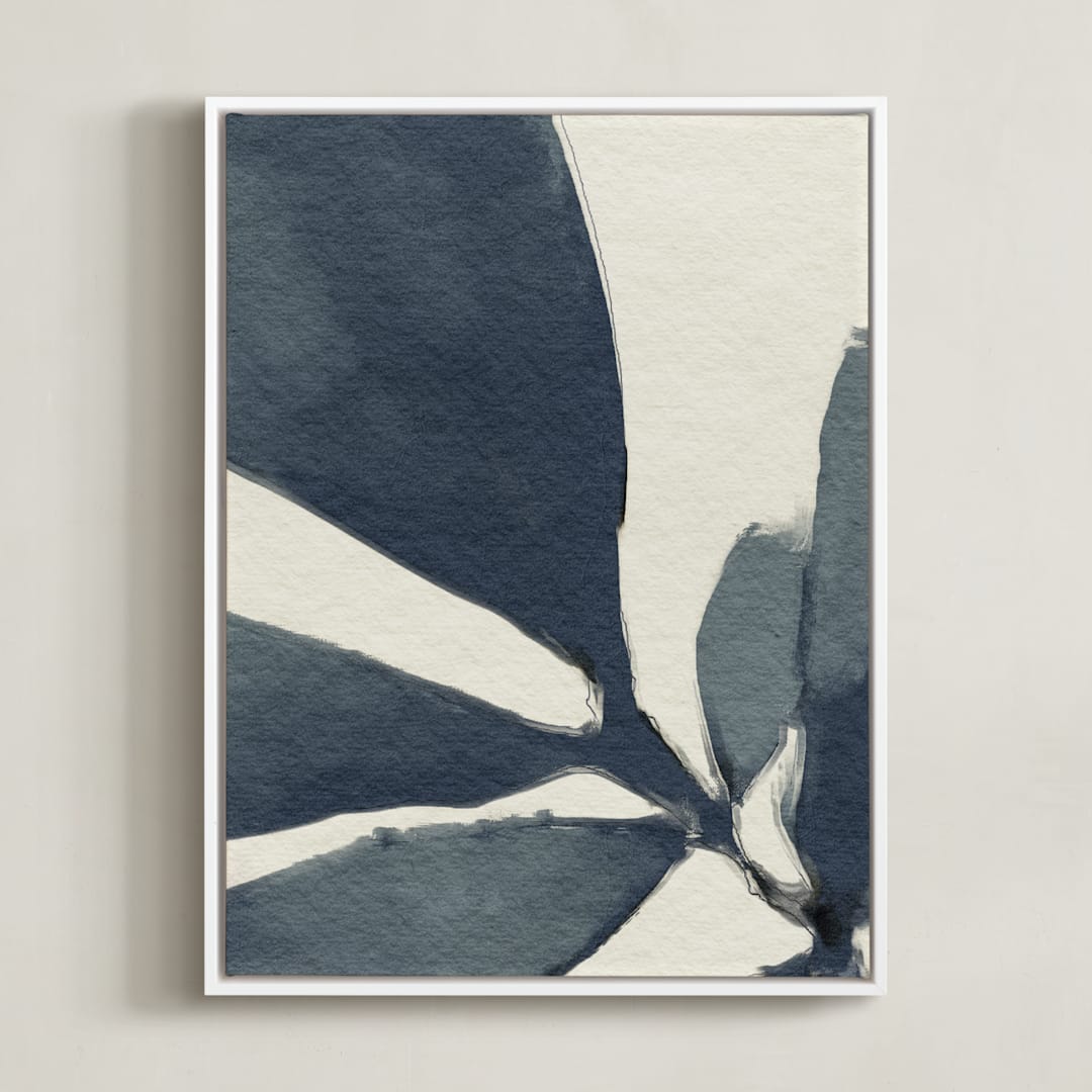 "Simple But So" - Art Print in Navy Blue by Pamela Viola - Framed Canvas