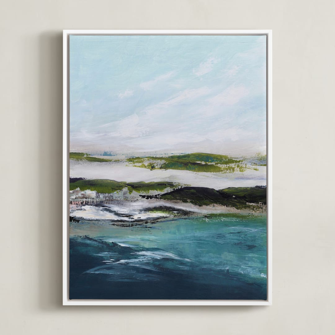 "Rugged Coast" - Art Print in Sea by Karen Kaul - Framed Canvas