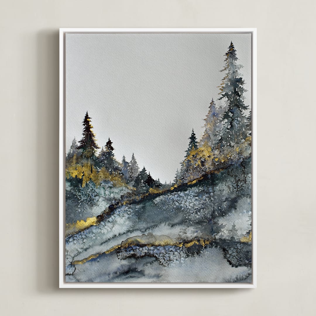 "Blue Forest" - Art Print in Gilded by Katy Abraham - Framed Canvas