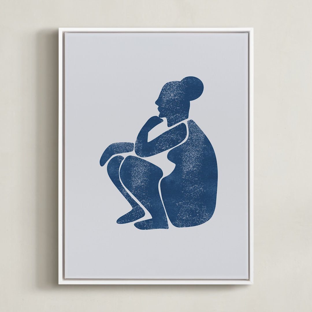 "grandmere" - Art Print in Indigo by Maja Cunningham - Framed Canvas