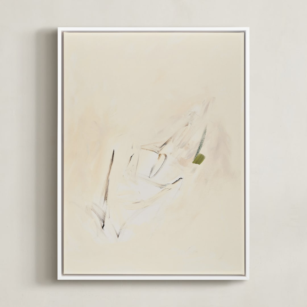 "Spring Abstract Diptych II" - Art Print in Cream by Caryn Owen - Framed Canvas