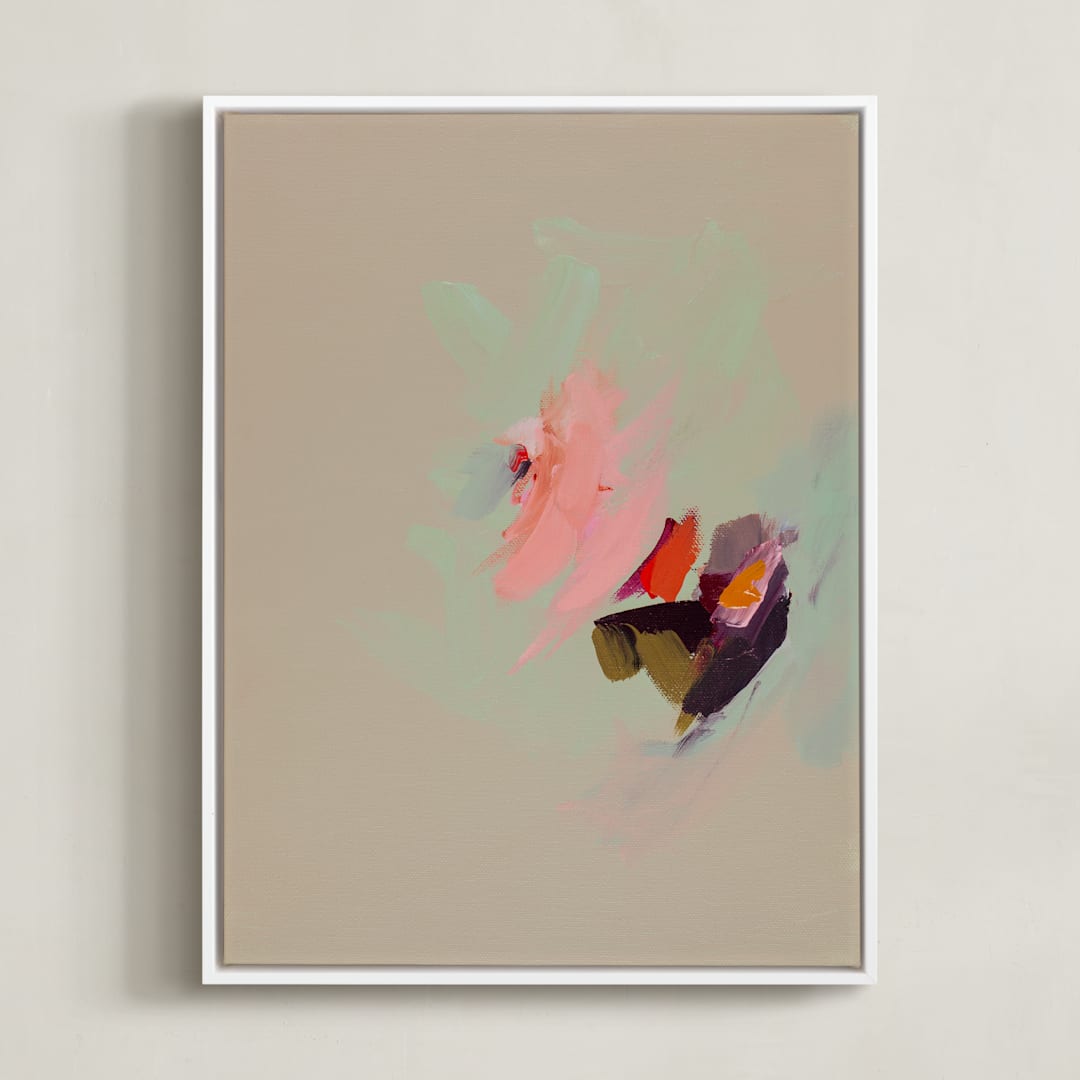 "Muted Abstract Diptych I" - Art Print in bright pink by Caryn Owen - Framed Canvas