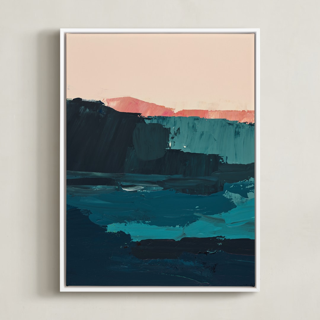 "Kona Seascapes I" - Art Print in Navy Blue by Caryn Owen - Framed Canvas