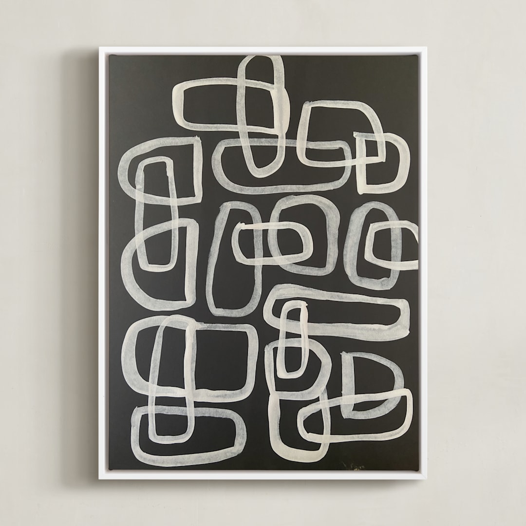 "Links and Chains No.2" - Art Print in Shades of Ecru by Deborah Velasquez - Framed Canvas