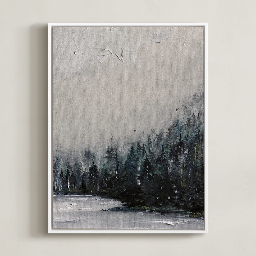 "Fog and Forest" - Art Print in Mist by Katy Abraham - Framed Canvas