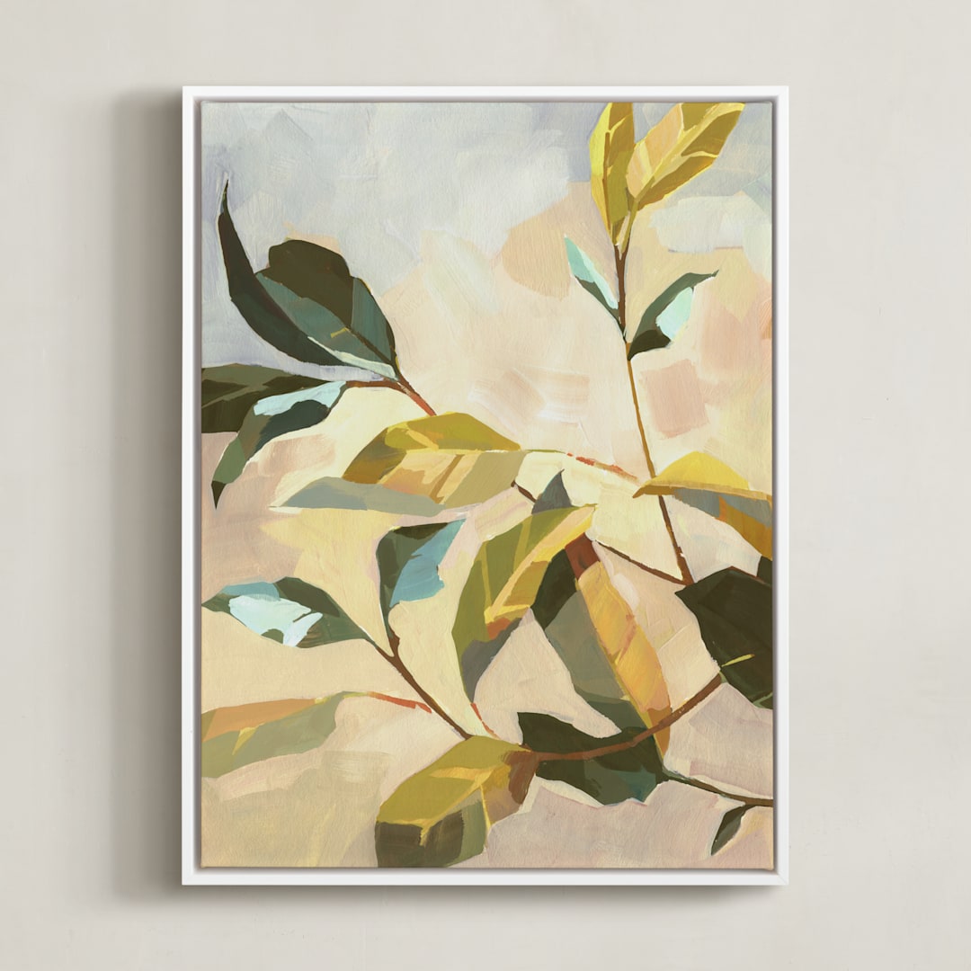 "Bay Laurel II" - Art Print in Olive by Khara Ledonne - Framed Canvas