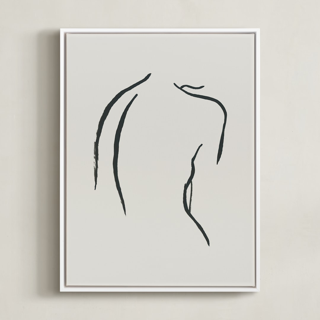 "Figure Study I" - Art Print in Creamy White by Chelsea Petaja - Framed Canvas