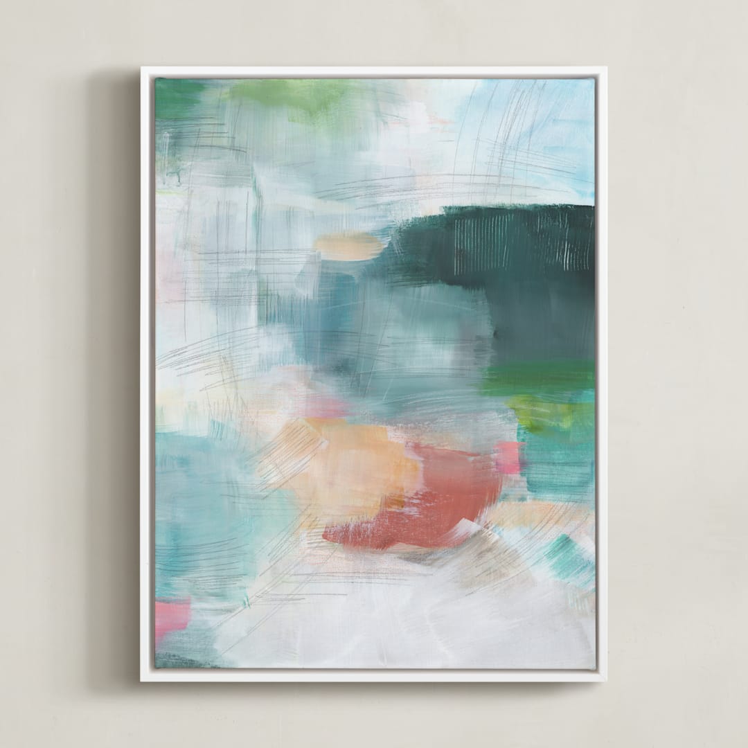 "Cascading Forest 1" - Art Print in Forest Green by AlisonJerry - Framed Canvas