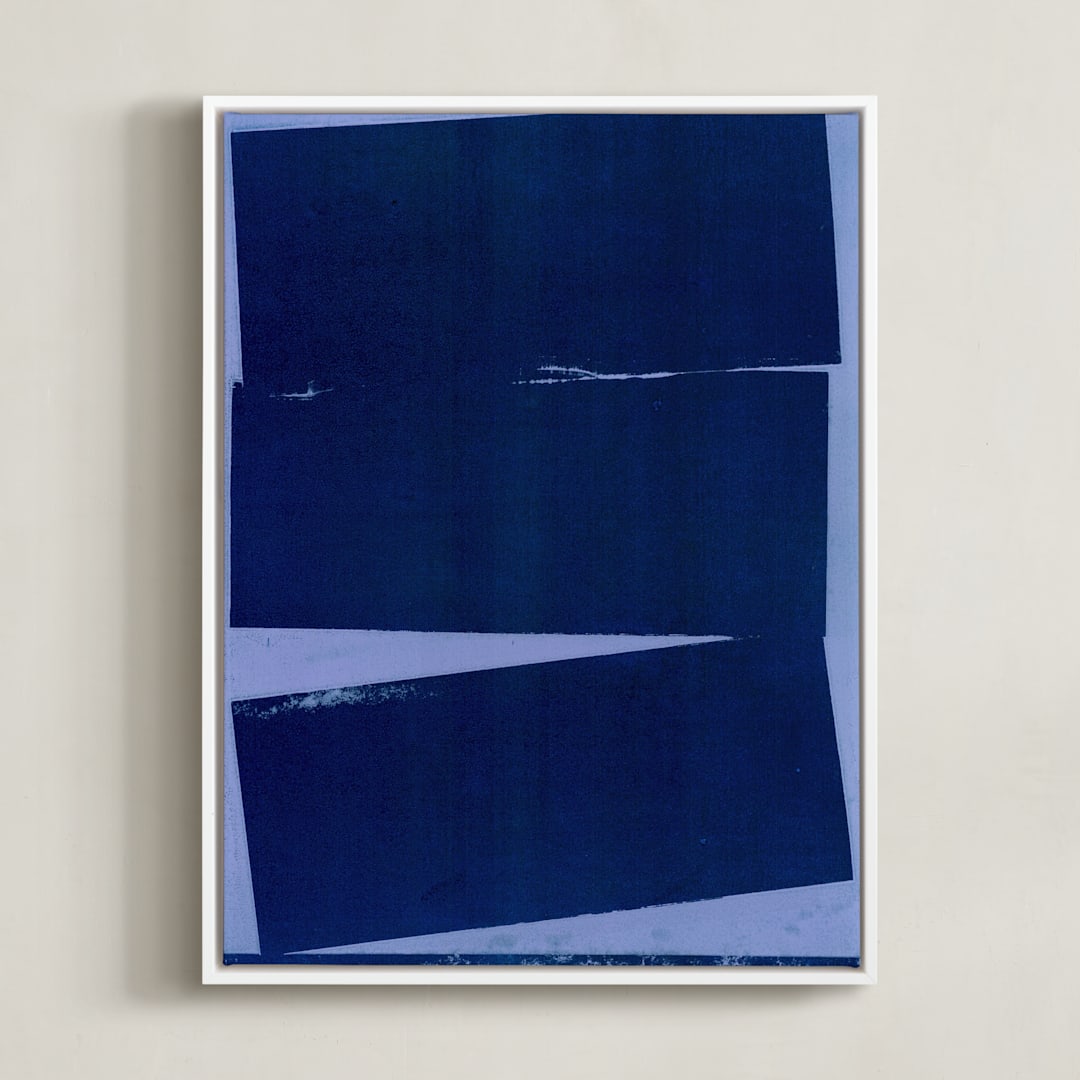 "Blue Wall" - Art Print in Midnight Blue by Marta Crea - Framed Canvas