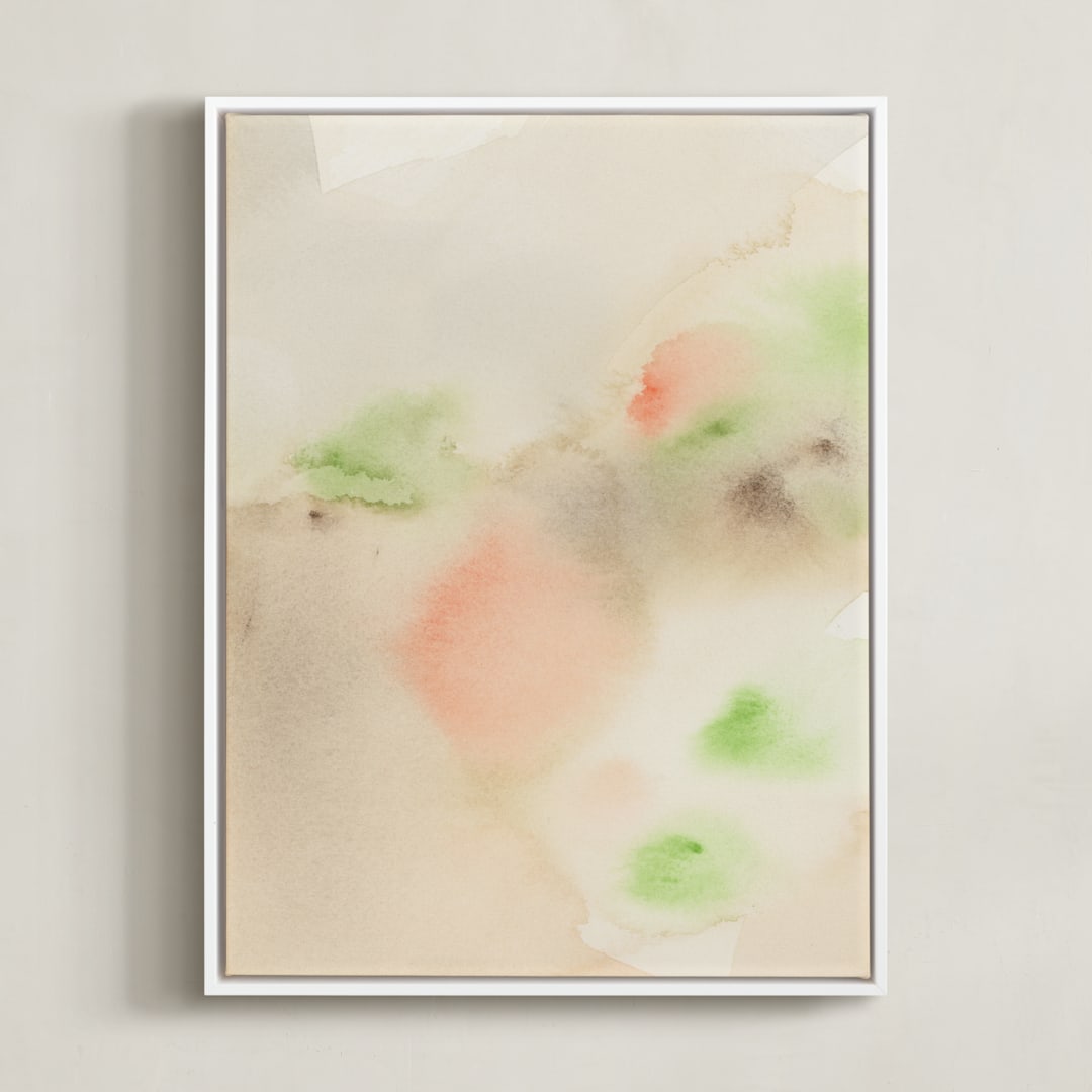 "A Secret Garden I" - Art Print in Beige by M Gloria Hunter - Framed Canvas