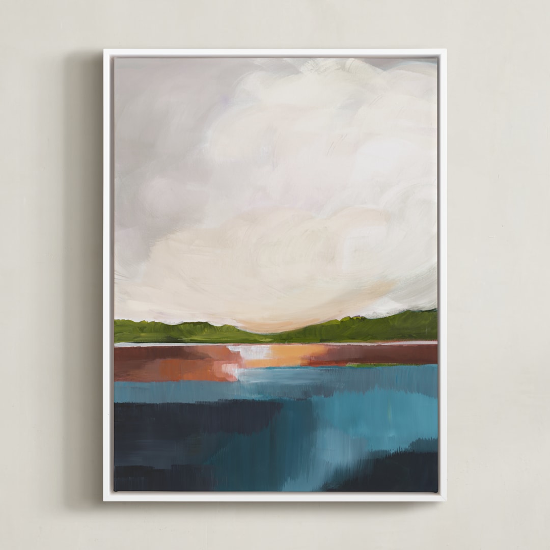 "Water's Edge" - Art Print in Waters Edge Blue by AlisonJerry - Framed Canvas