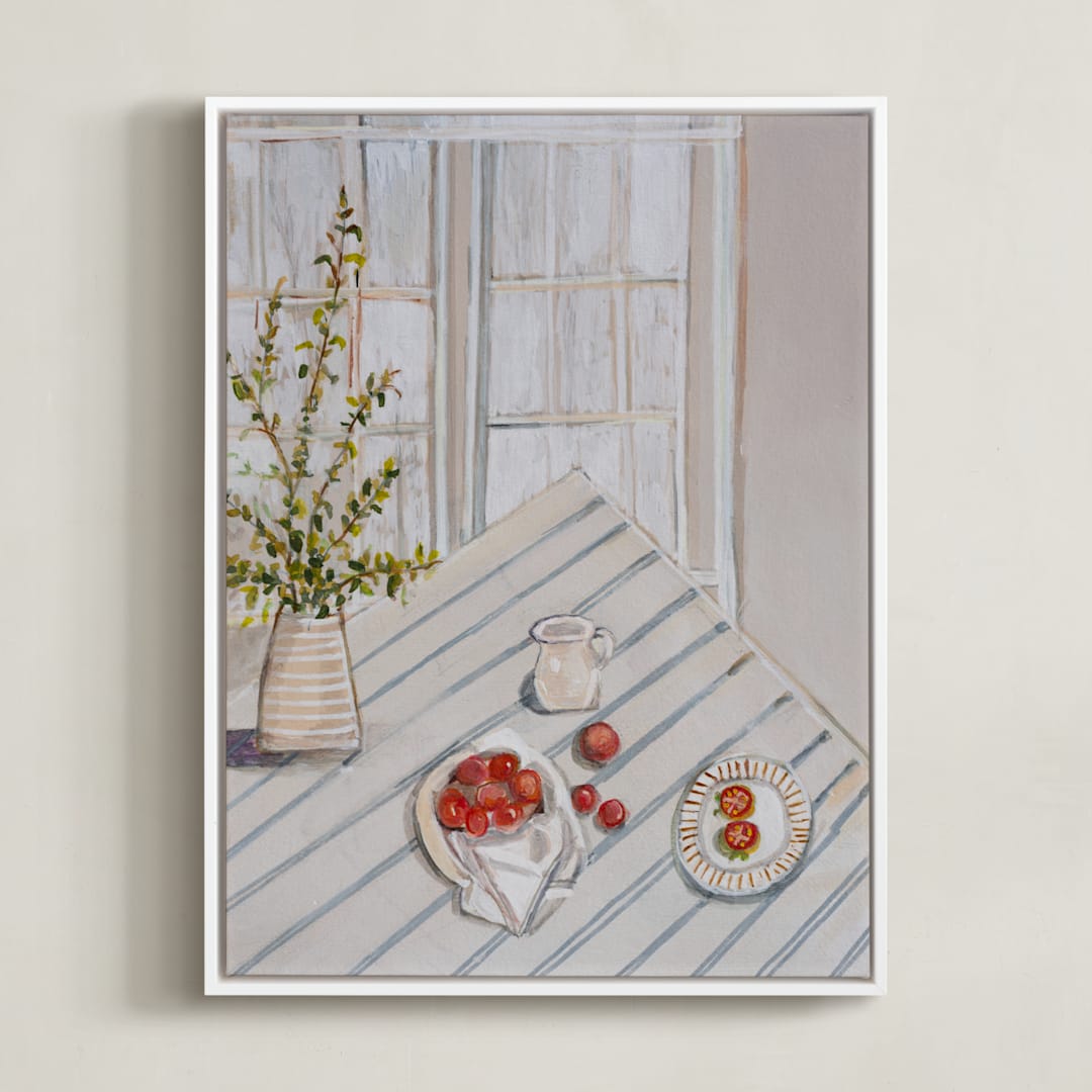 "Everyday Grace 1" - Art Print in Beige by Arohika Verma - Framed Canvas