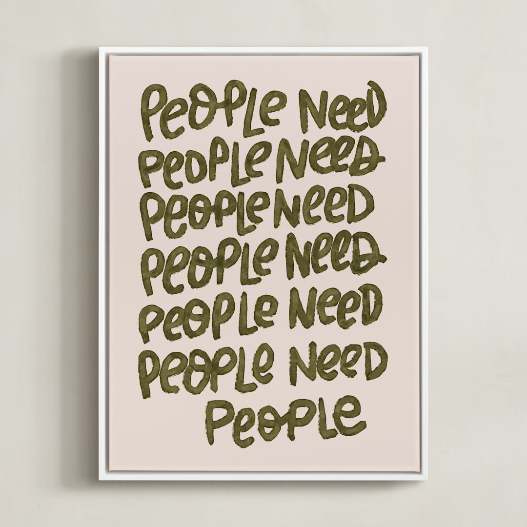 "People Need People" - Art Print in Hunter by Lissabeth Anglin - Framed Canvas