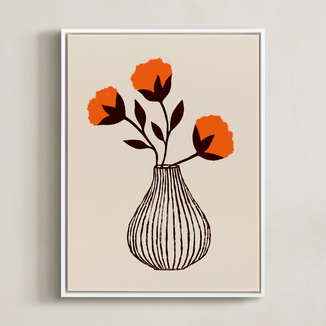 "rouge l" - Art Print in Poppy by Marabou Design - Framed Canvas