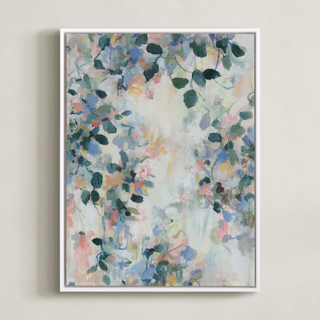 "Morning Light II" - Art Print in Fresh Blue by Sonal Nathwani - Framed Canvas