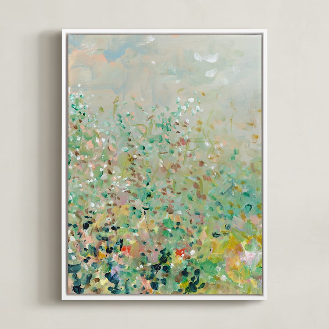 "English Garden I" - Art Print in Evergreen by Lindsay Megahed - Framed Canvas