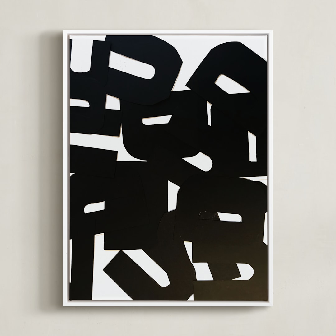 "The Domino Effect No.II" - Art Print in Charcoal Black by Deborah Velasquez - Framed Canvas