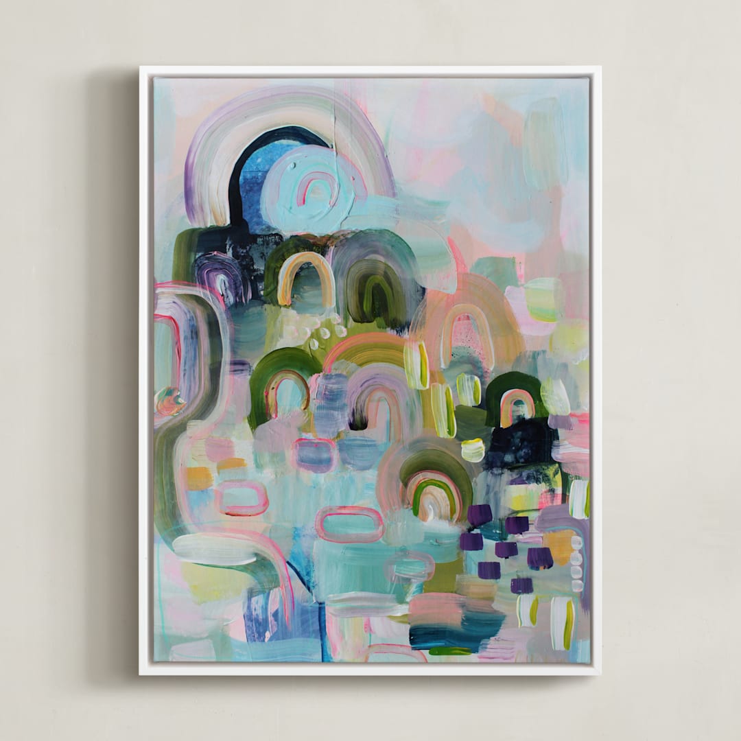 "Let's Play I" - Art Print in mint robins egg by Synnöve Seidman - Framed Canvas